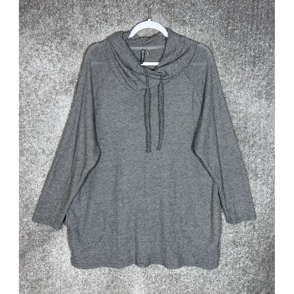 44 North Cowl Neck Tunic Top Womens Size 2X Gray Textured Knit Pockets Pullover